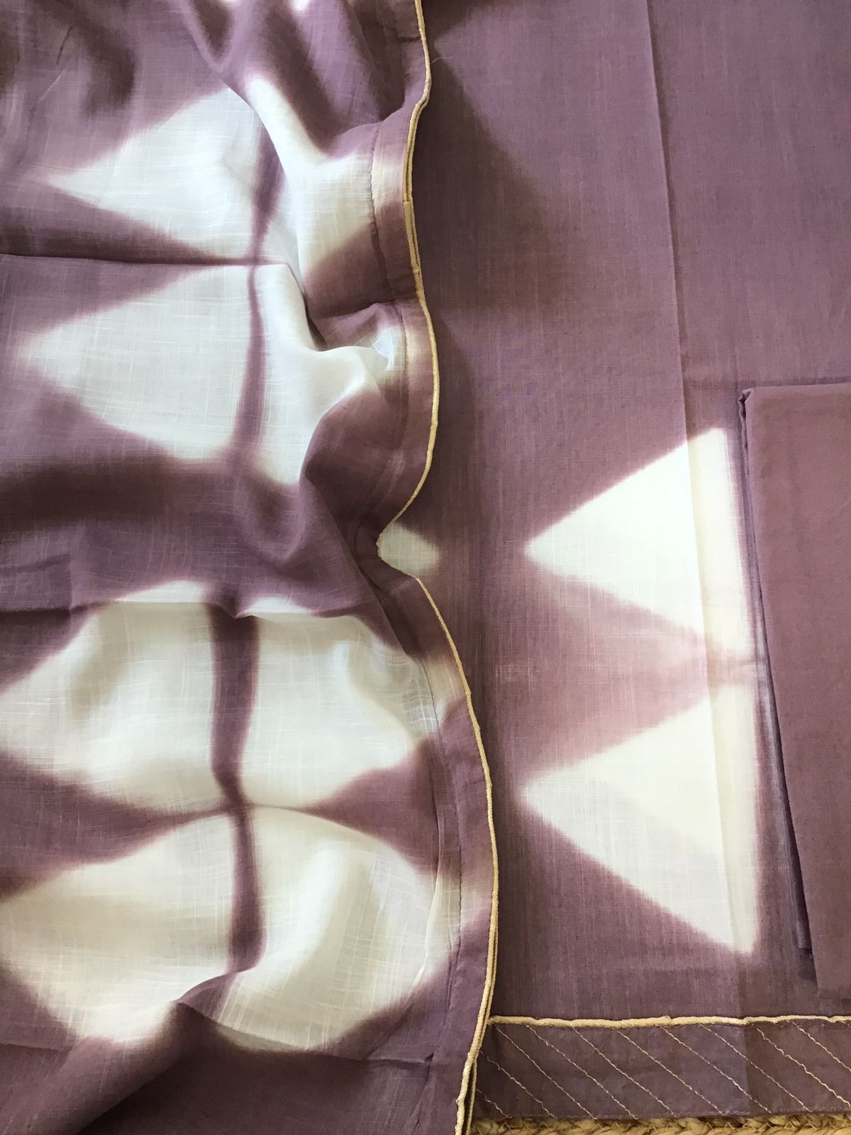 Pure Slub Cotton Printed Suit - Mauve