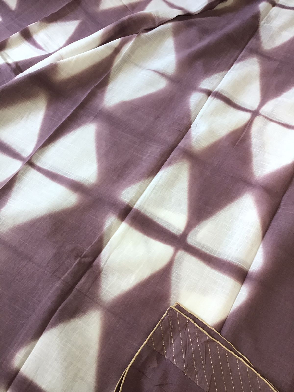 Pure Slub Cotton Printed Suit - Mauve