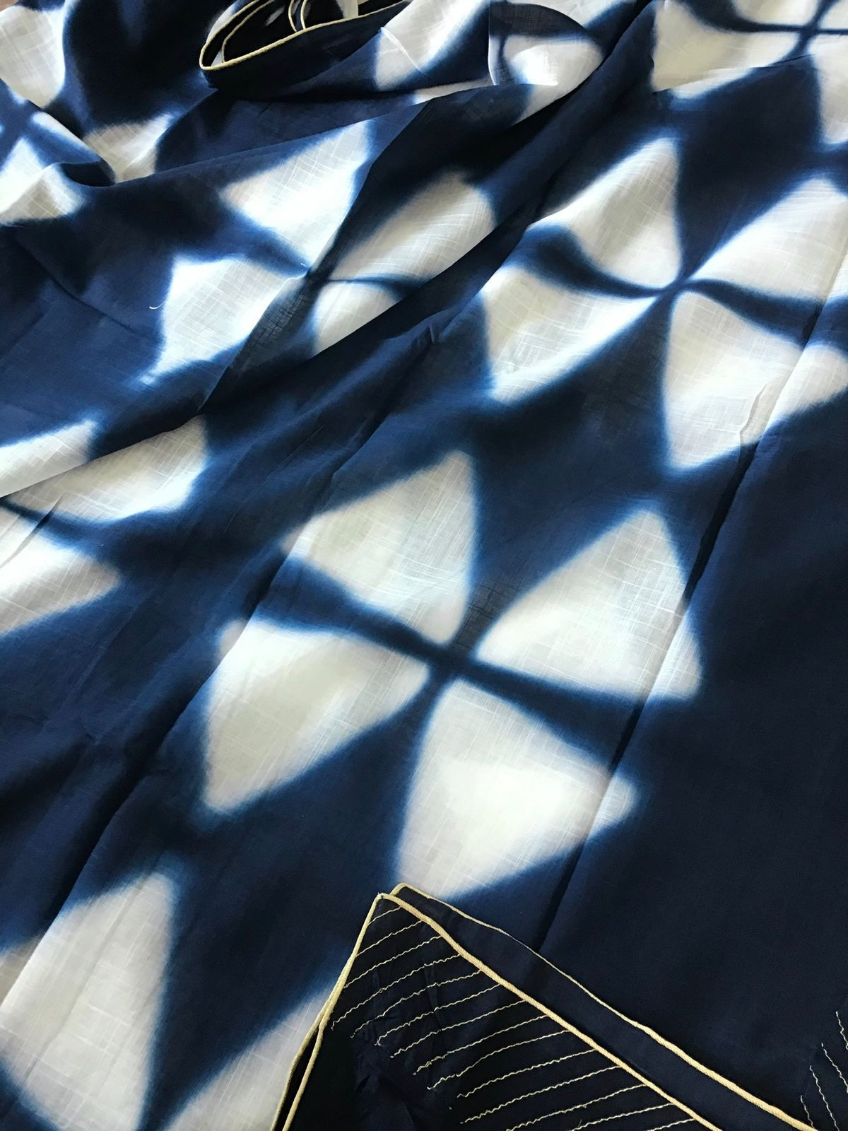 Pure Slub Cotton Printed Suit - Blue