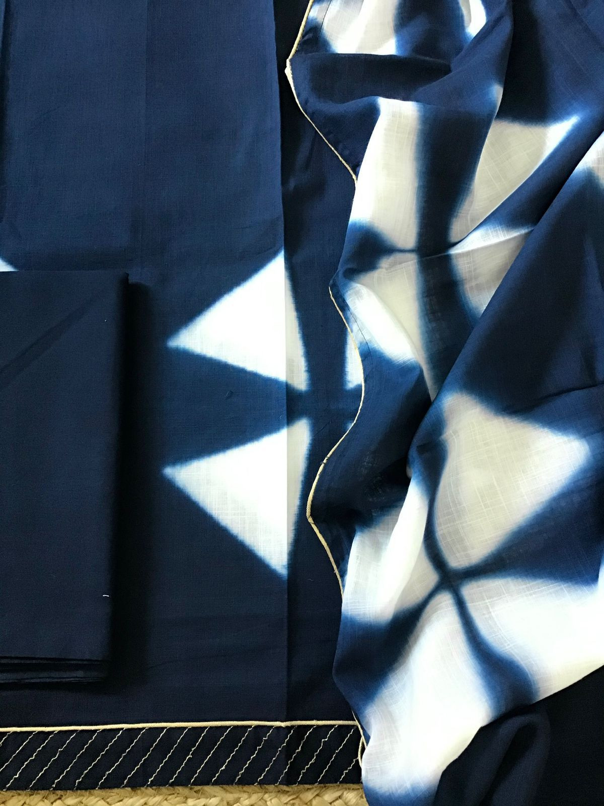 Pure Slub Cotton Printed Suit - Blue