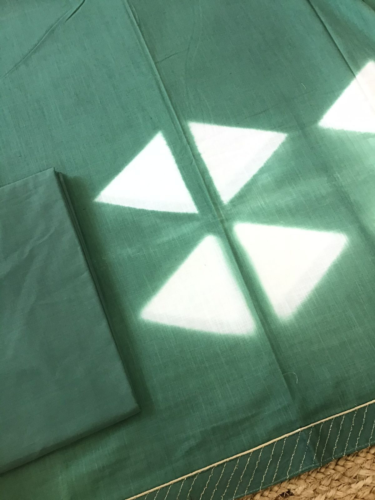 Pure Slub Cotton Printed Suit - Green