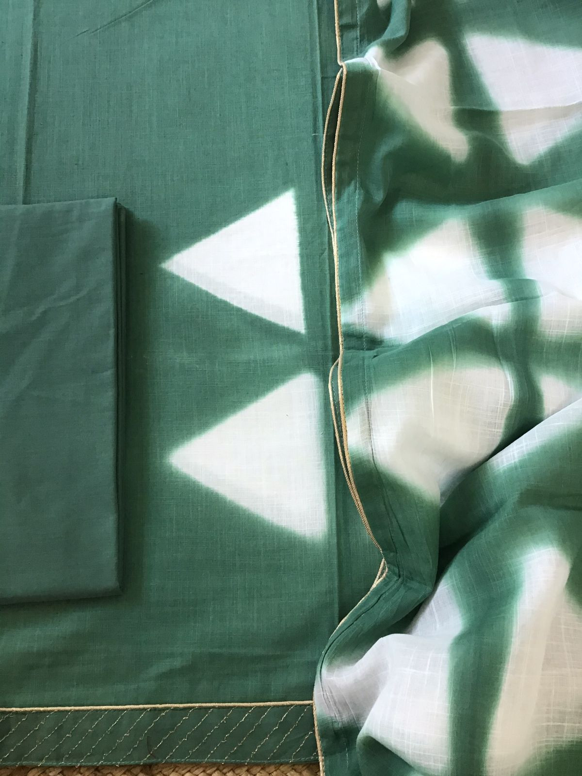 Pure Slub Cotton Printed Suit - Green