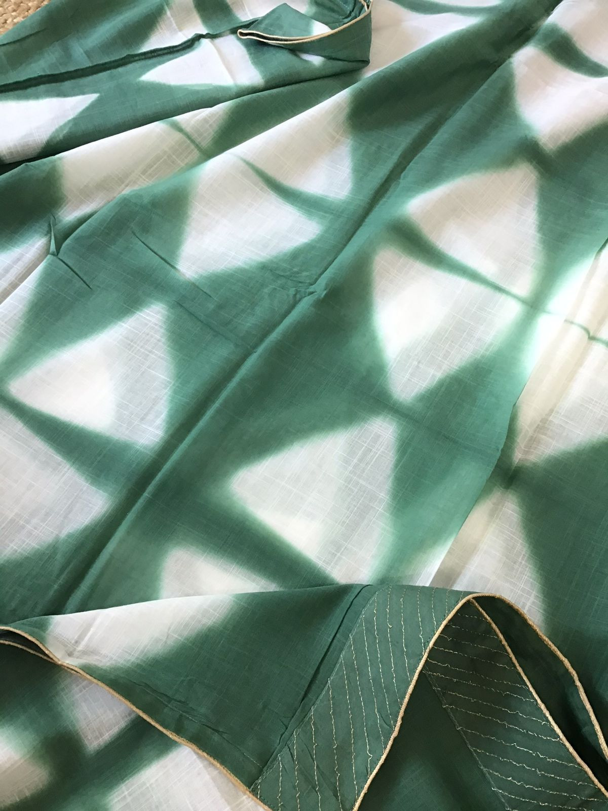 Pure Slub Cotton Printed Suit - Green