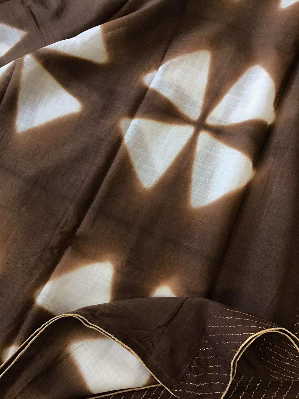 Pure Slub Cotton Printed Suit - Brown