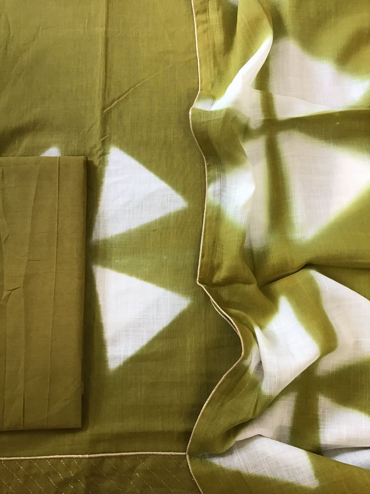 Pure Slub Cotton Printed Suit - Green