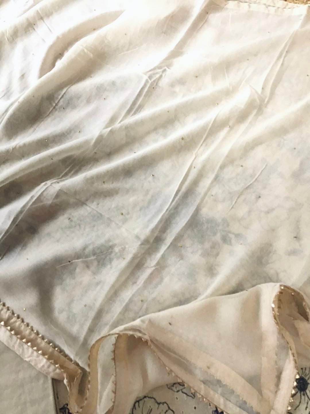 Pure Cotton Printed Embroidered Suit - Beige