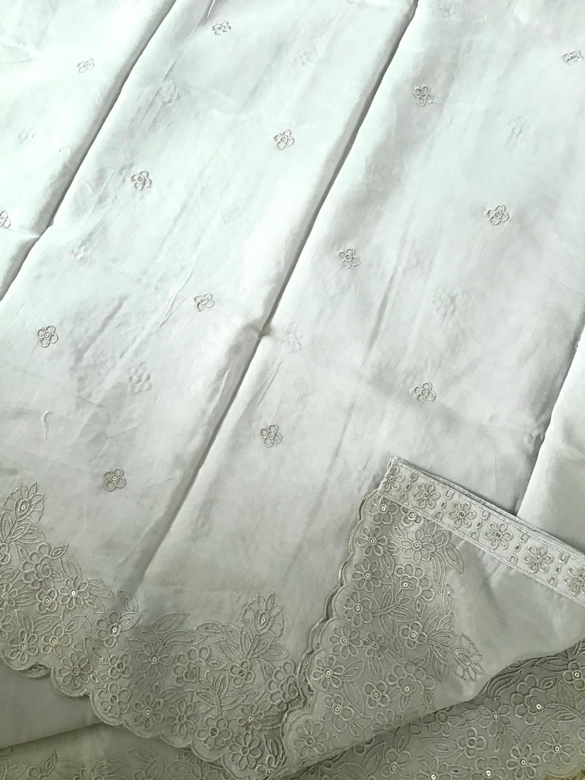 Pure Chanderi Embroidered Suit - Grey