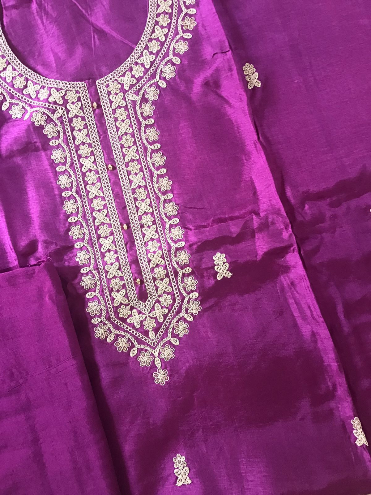 Soft Dola Silk Printed Embroidered Suit - Purple