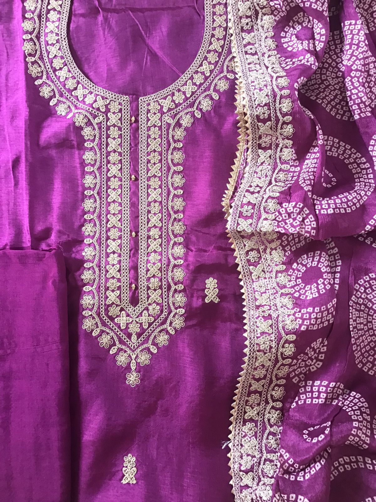 Soft Dola Silk Printed Embroidered Suit - Purple
