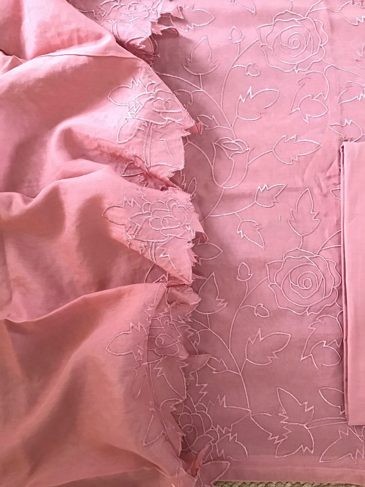 Pure Chanderi Embroidered Suit - Pink