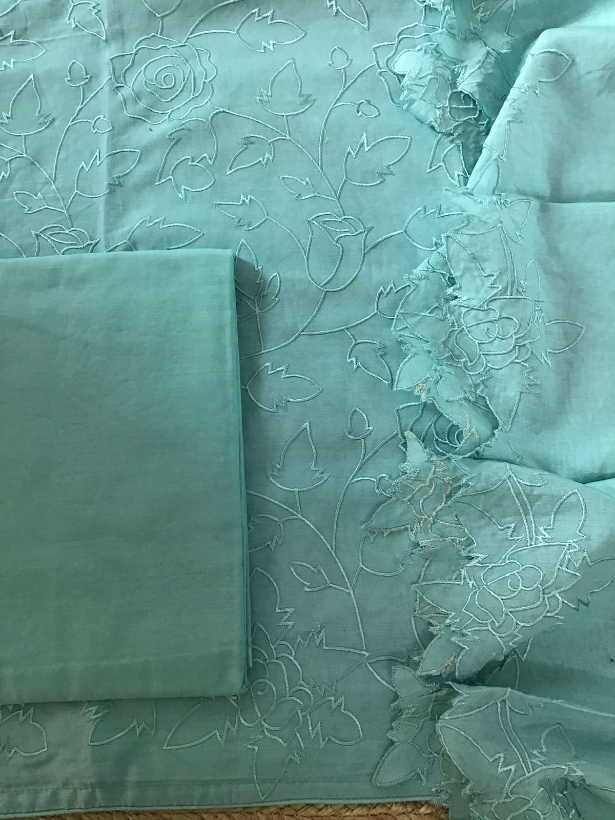 Pure Chanderi Embroidered Suit - Blue