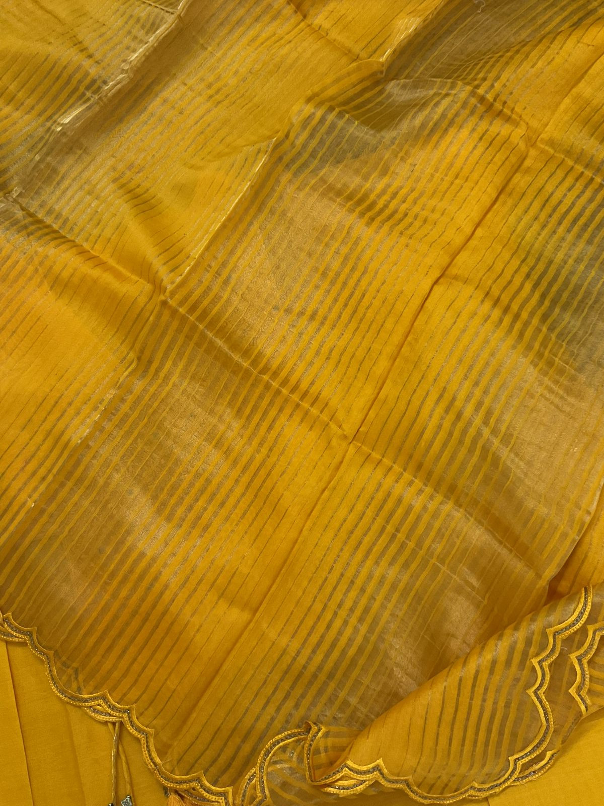 Pure Chanderi Embroidered Tissue Suit - Yellow