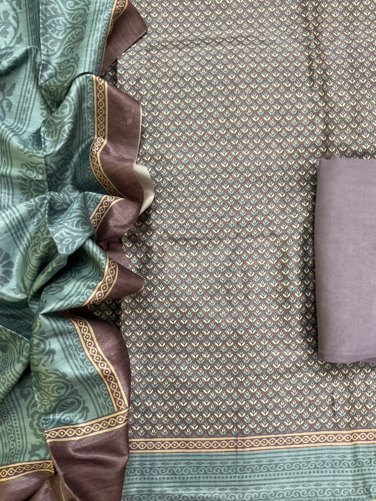 Image of Soft Chanderi Printed Suit - Mauve