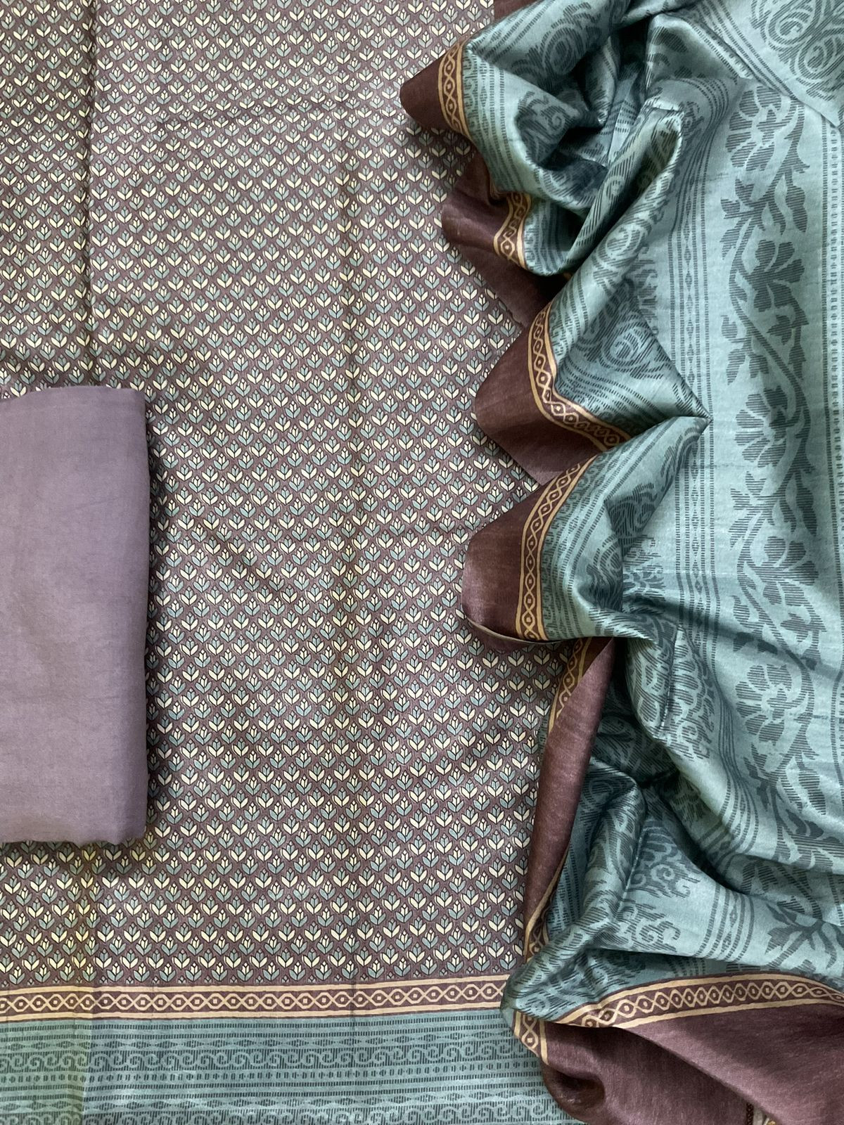 Soft Chanderi Printed Suit - Mauve