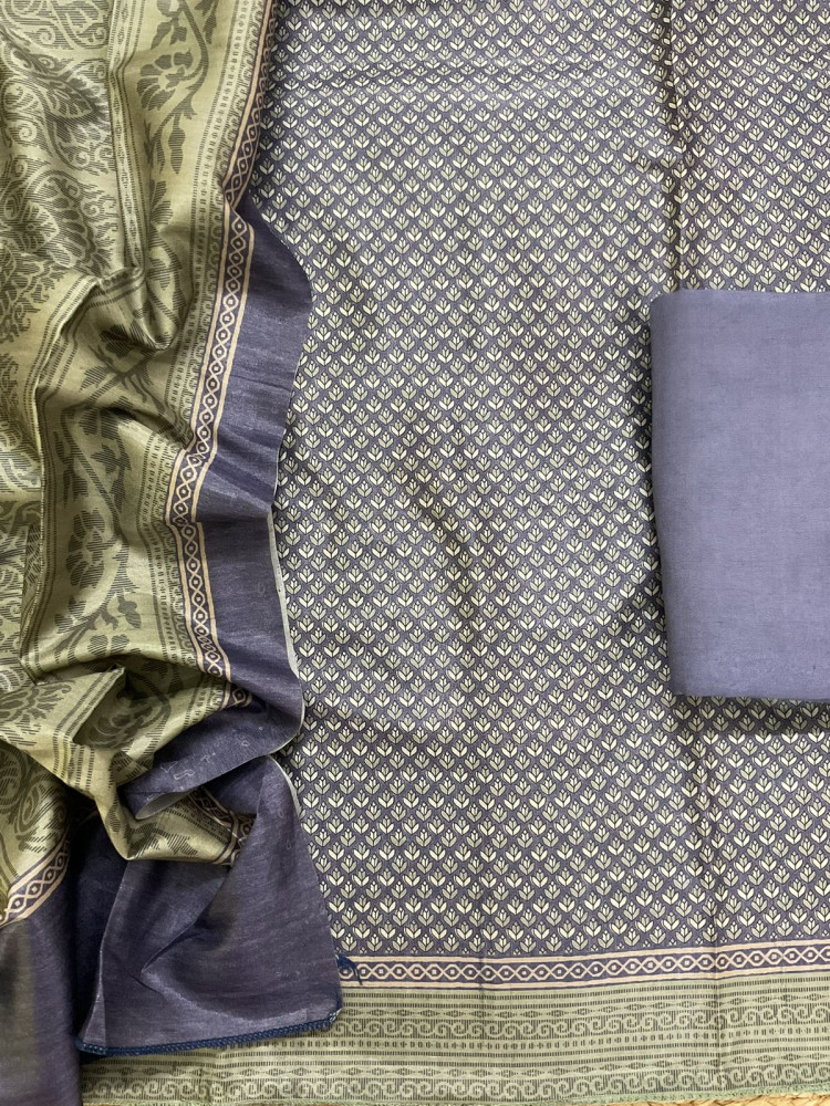 Image of Soft Chanderi Printed Suit - Purple