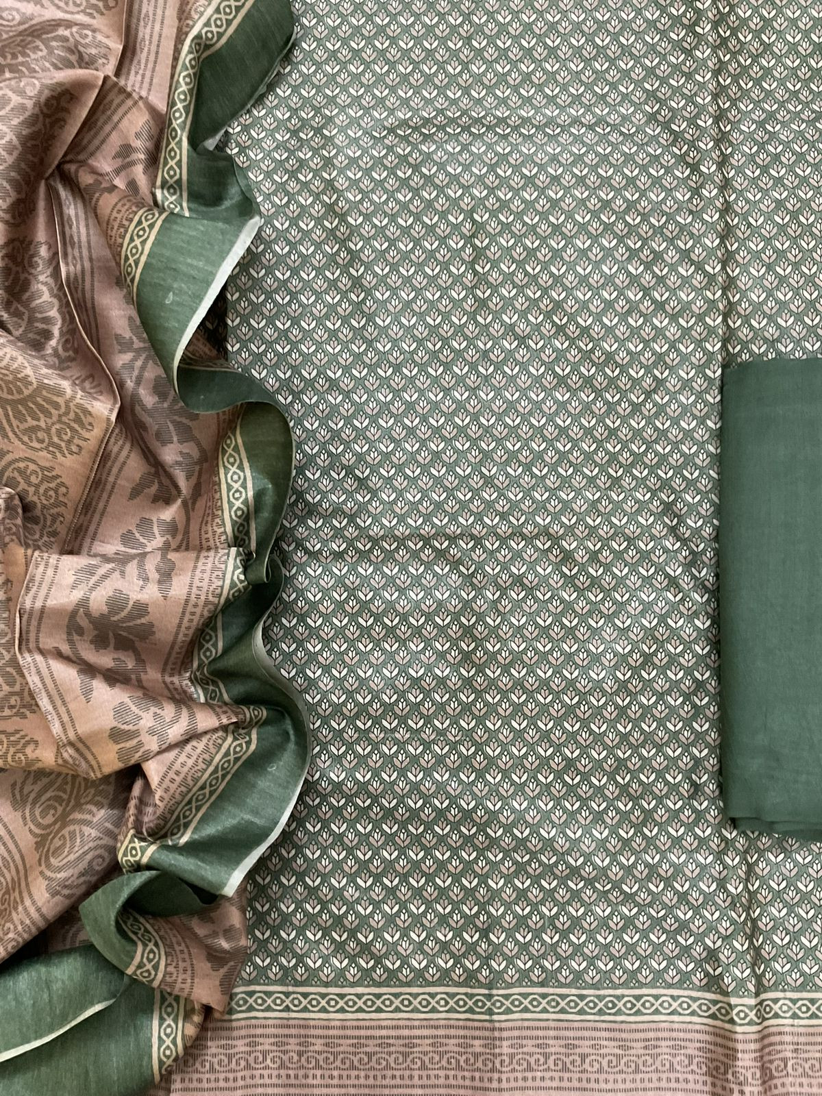 Soft Chanderi Printed Suit - Green