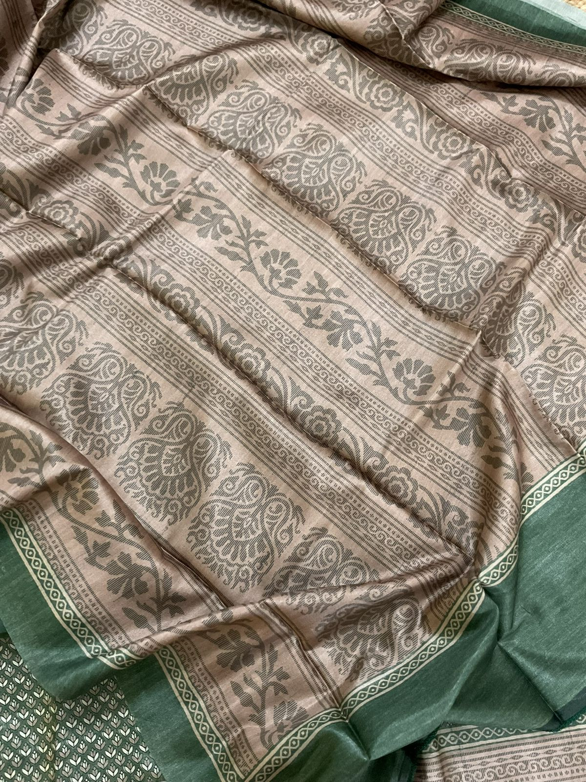 Soft Chanderi Printed Suit - Green