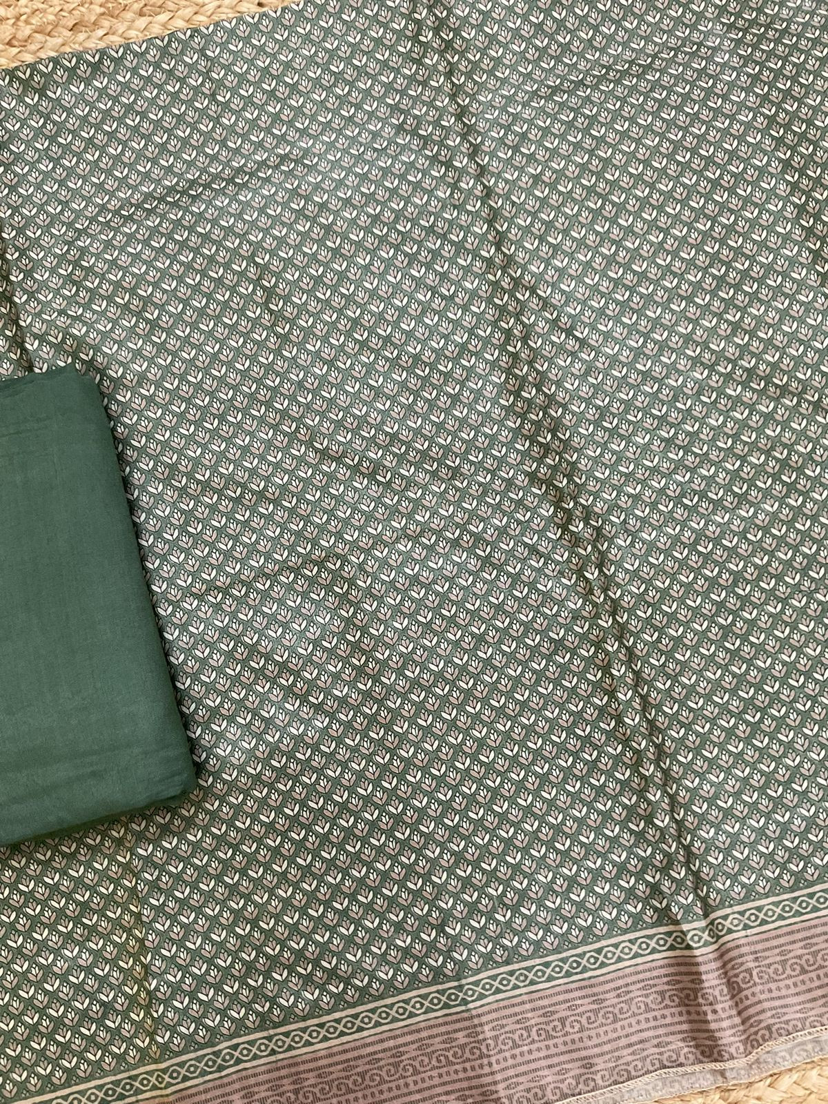 Soft Chanderi Printed Suit - Green