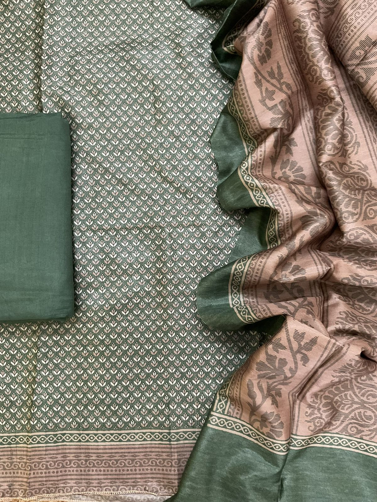 Soft Chanderi Printed Suit - Green