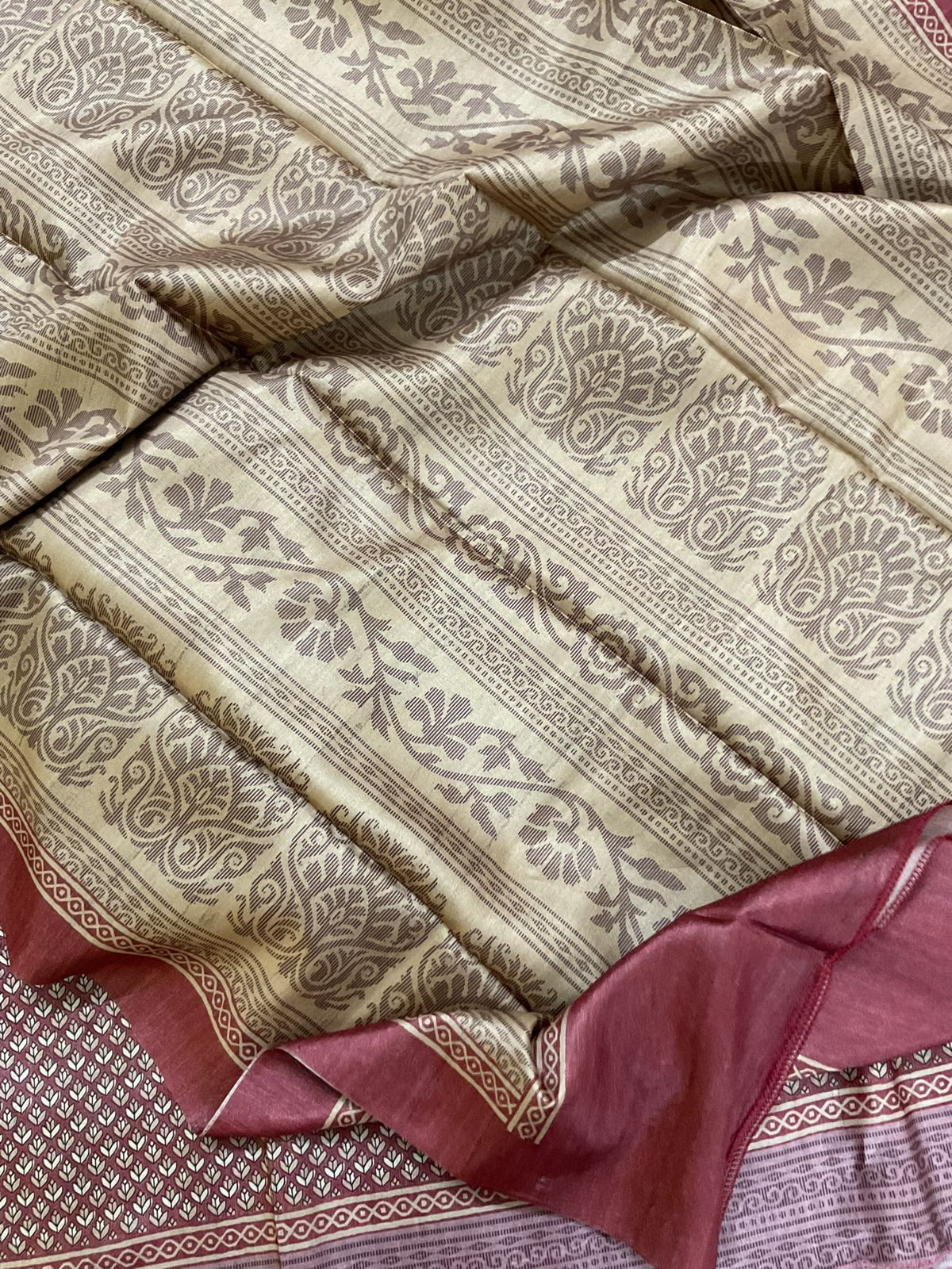 Soft Chanderi Printed Suit - Maroon