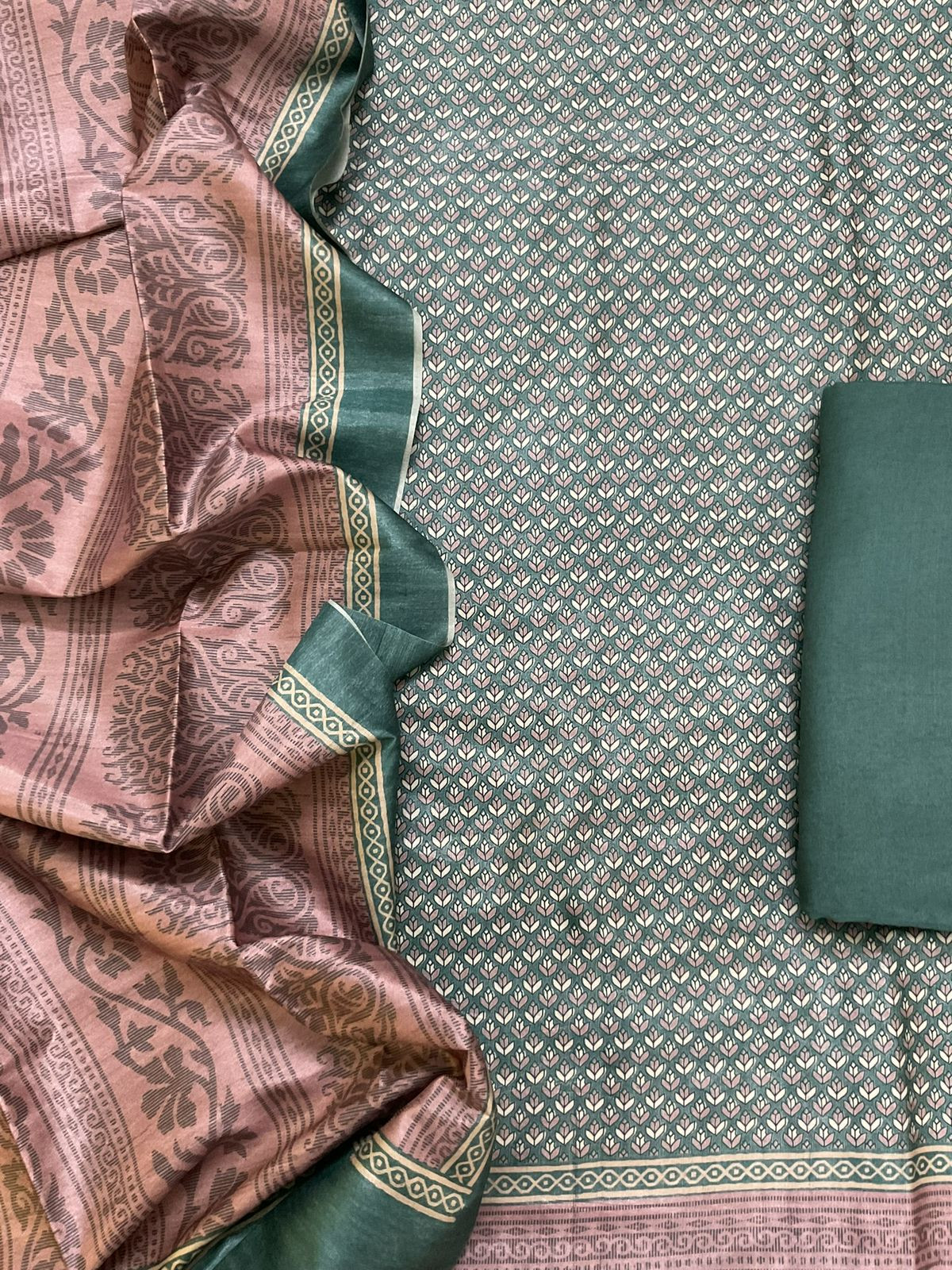Soft Chanderi Printed Suit - Green