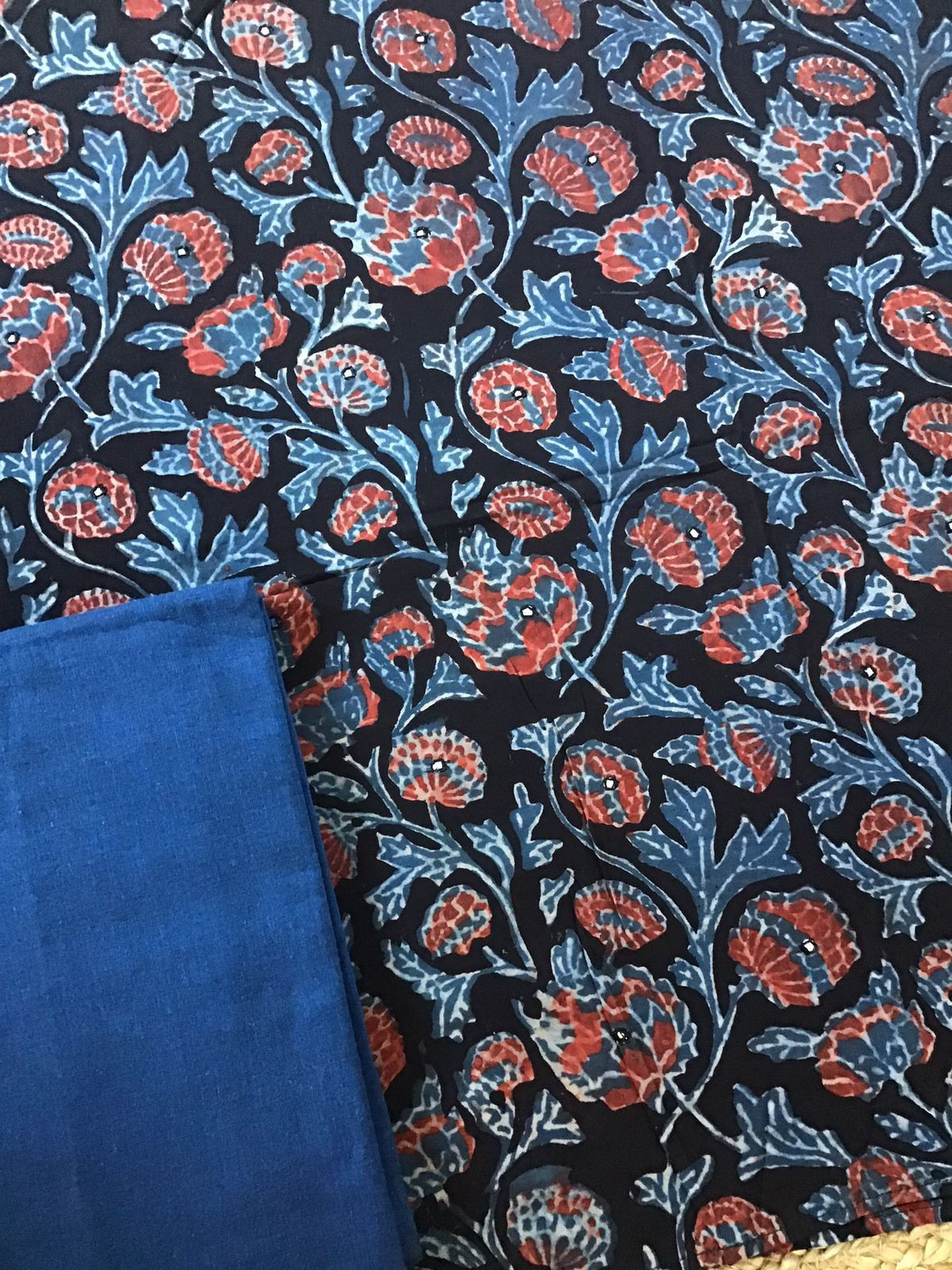 Pure Fine Rayon Cotton Printed Embroidered Suit - Black