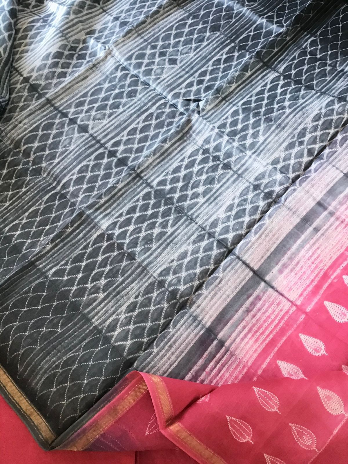 Pure Maheshwari Silk Printed Suit - Pink