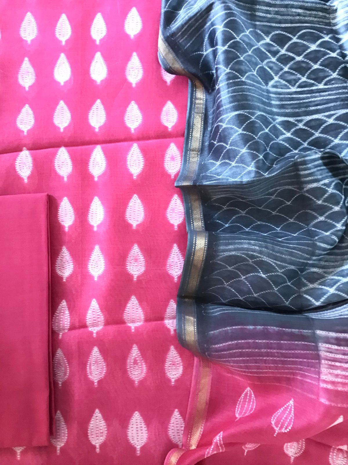 Pure Maheshwari Silk Printed Suit - Pink