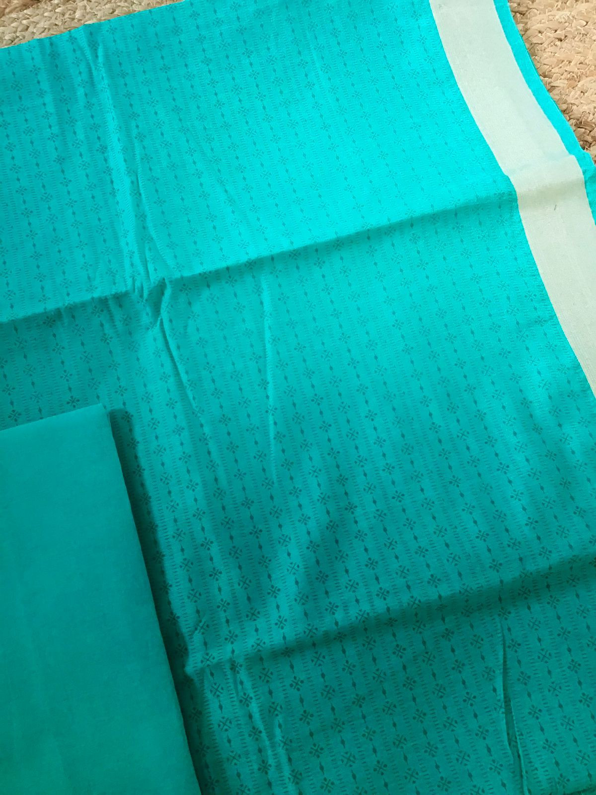 Soft Chanderi Printed Banarasi Weaved Suit - Blue