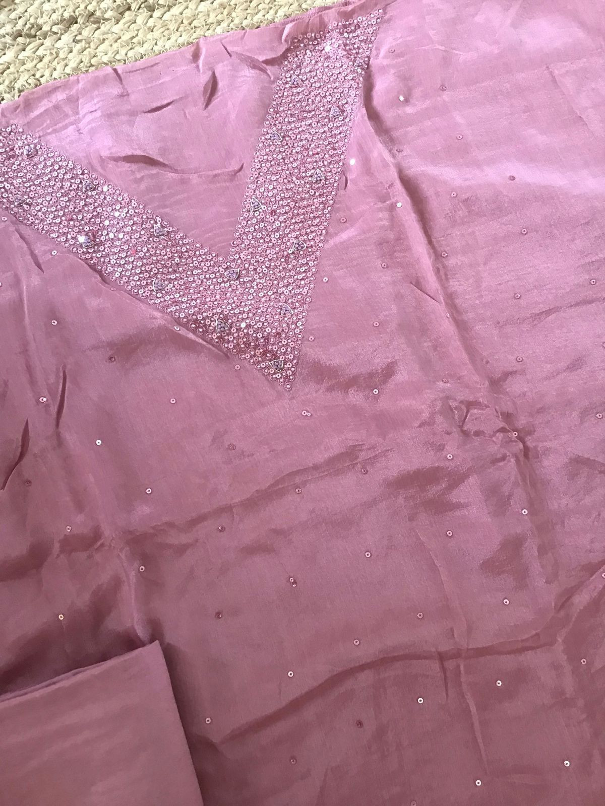 Pure Chinnon Silk Embroidered Suit - Pink