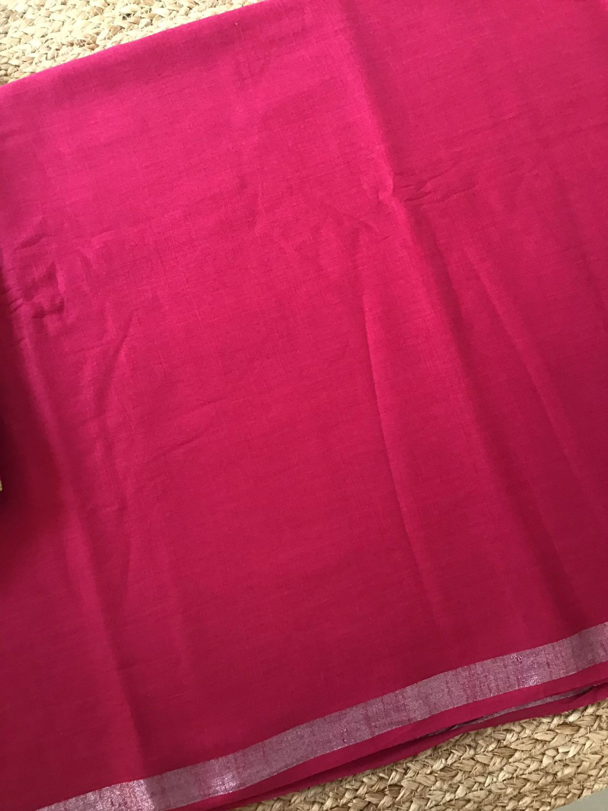 Pure Linen Jute Cotton Printed Suit - Pink