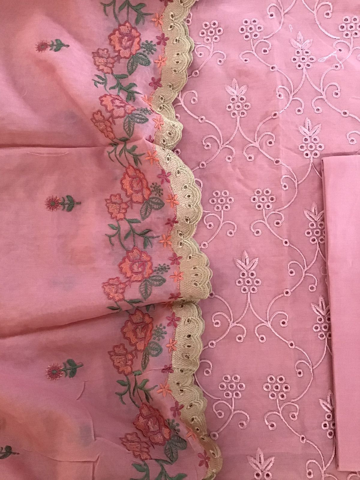 Pure Chanderi Embroidered Suit - Pink