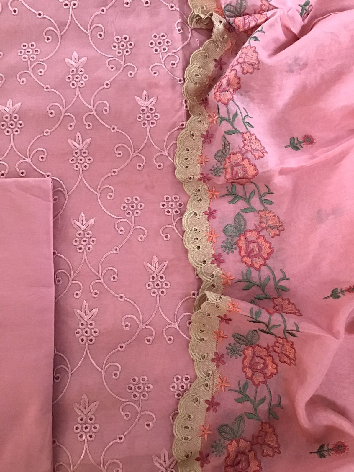 Pure Chanderi Embroidered Suit - Pink