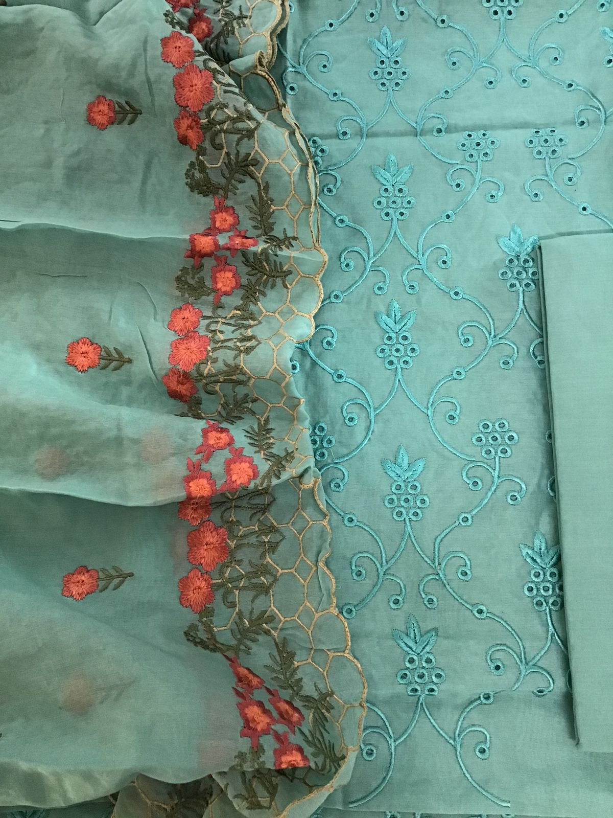 Pure Chanderi Embroidered Suit - Blue