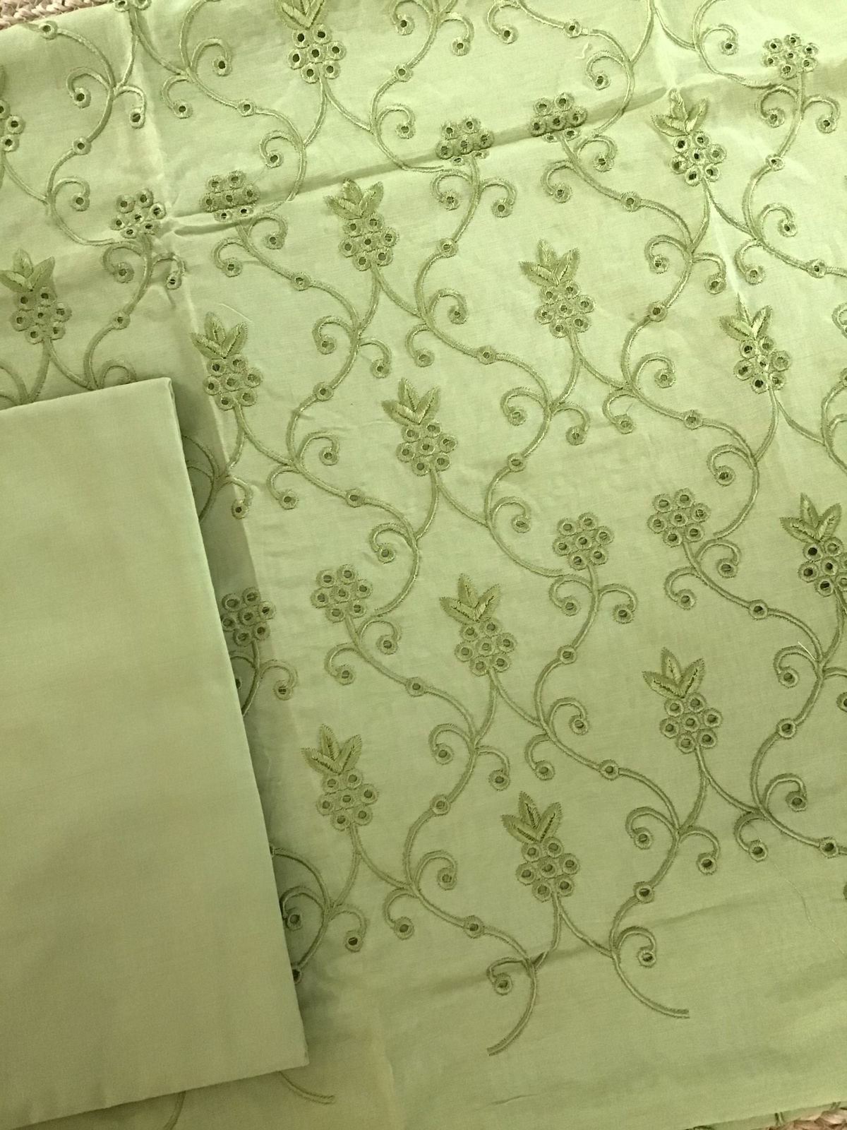 Pure Chanderi Embroidered Suit - Green