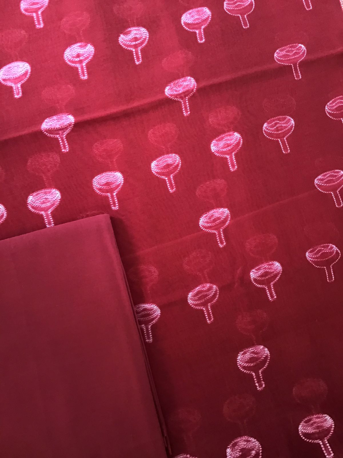 Pure Maheshwari Silk Printed Suit - Maroon