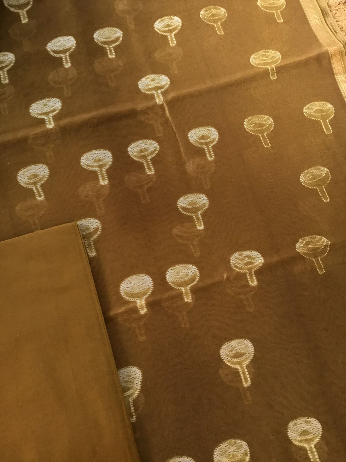 Pure Maheshwari Silk Printed Suit - Goldenish Mustard