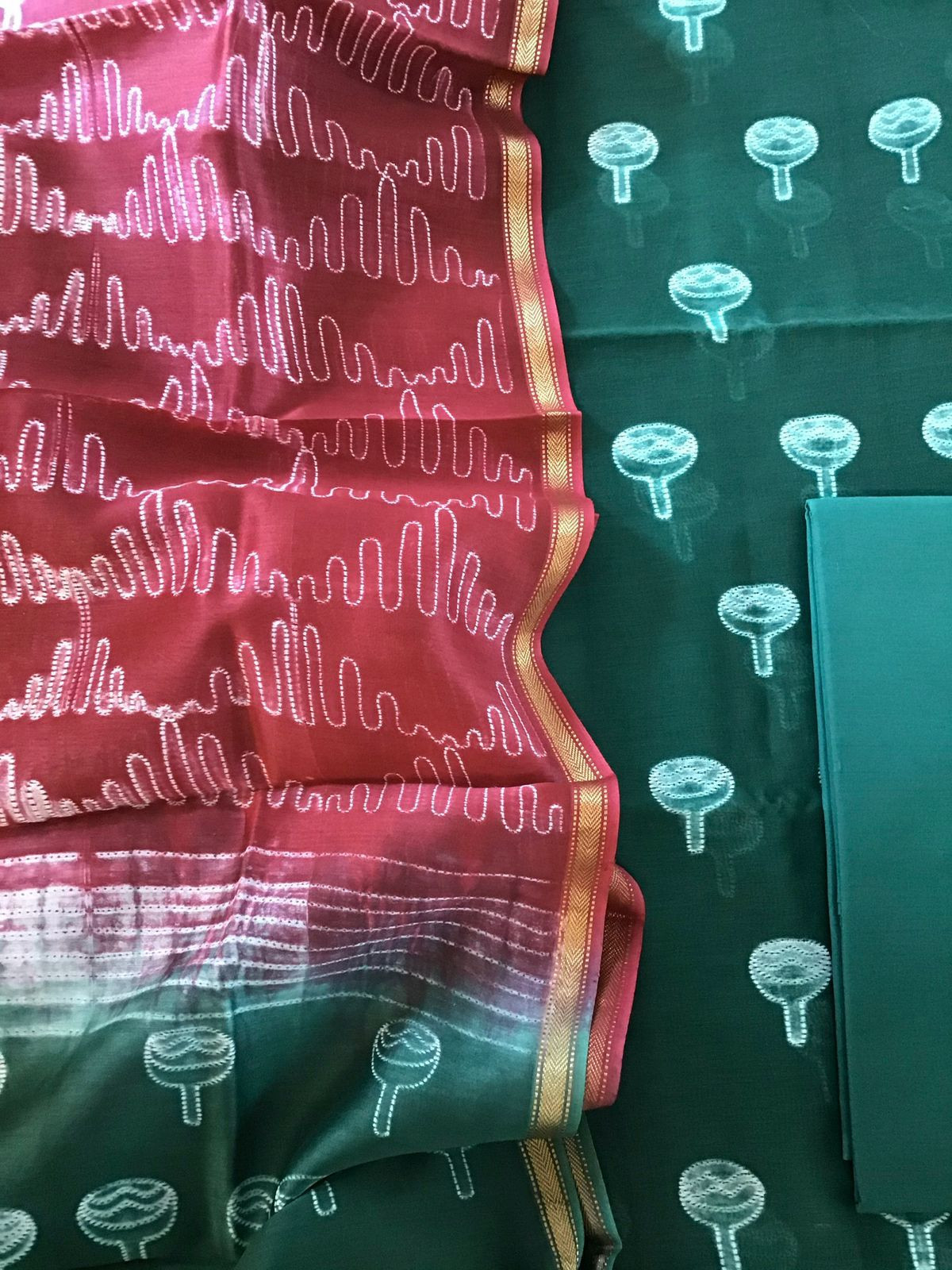 Pure Maheshwari Silk Printed Suit - Green