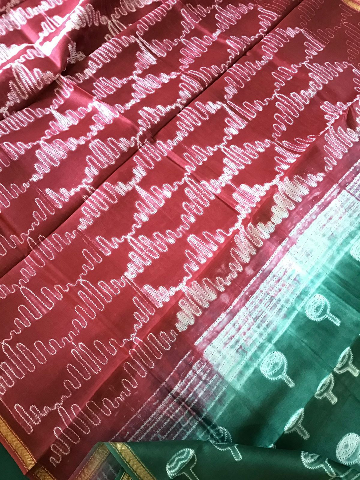 Pure Maheshwari Silk Printed Suit - Green