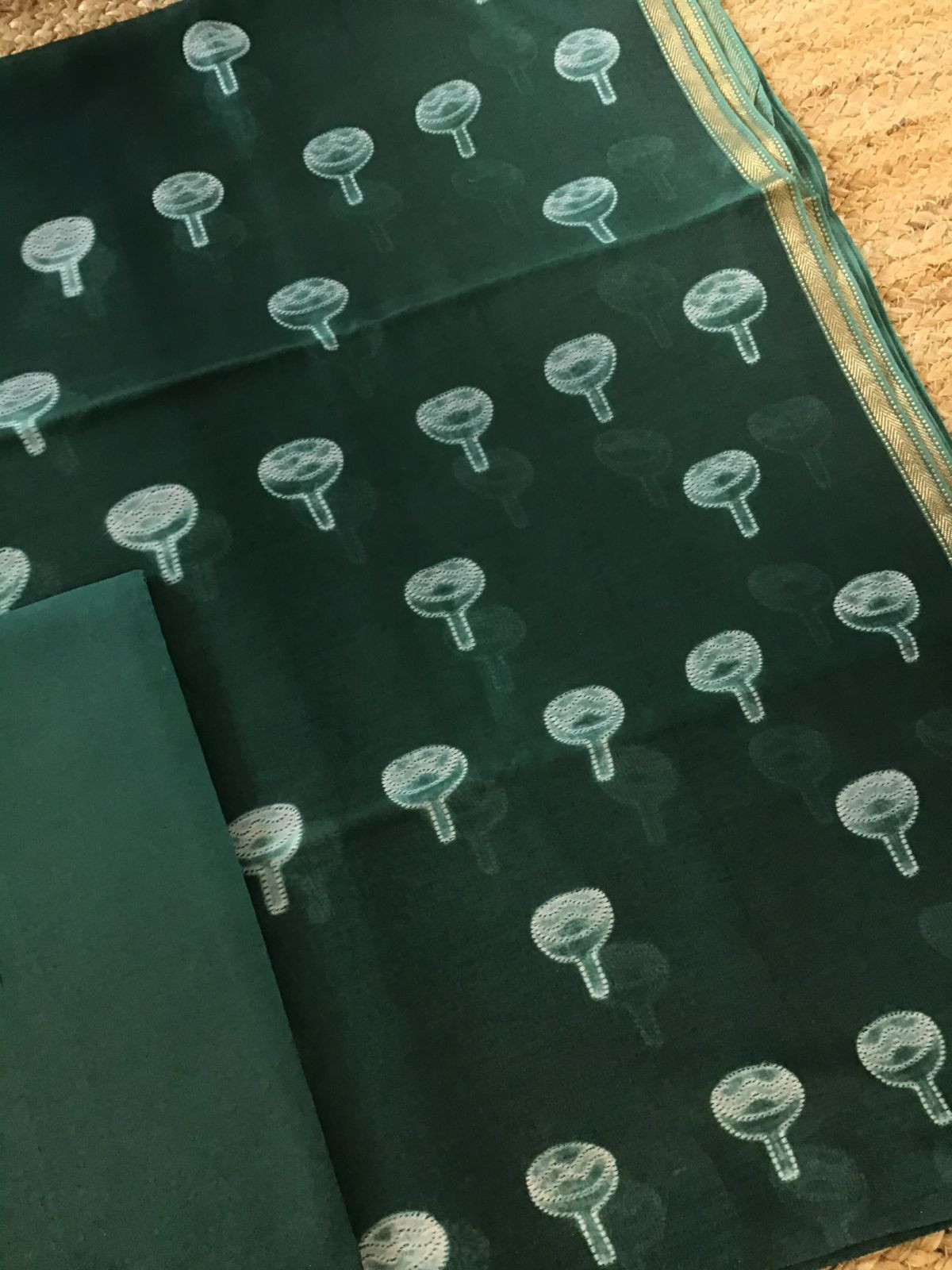 Pure Maheshwari Silk Printed Suit - Green