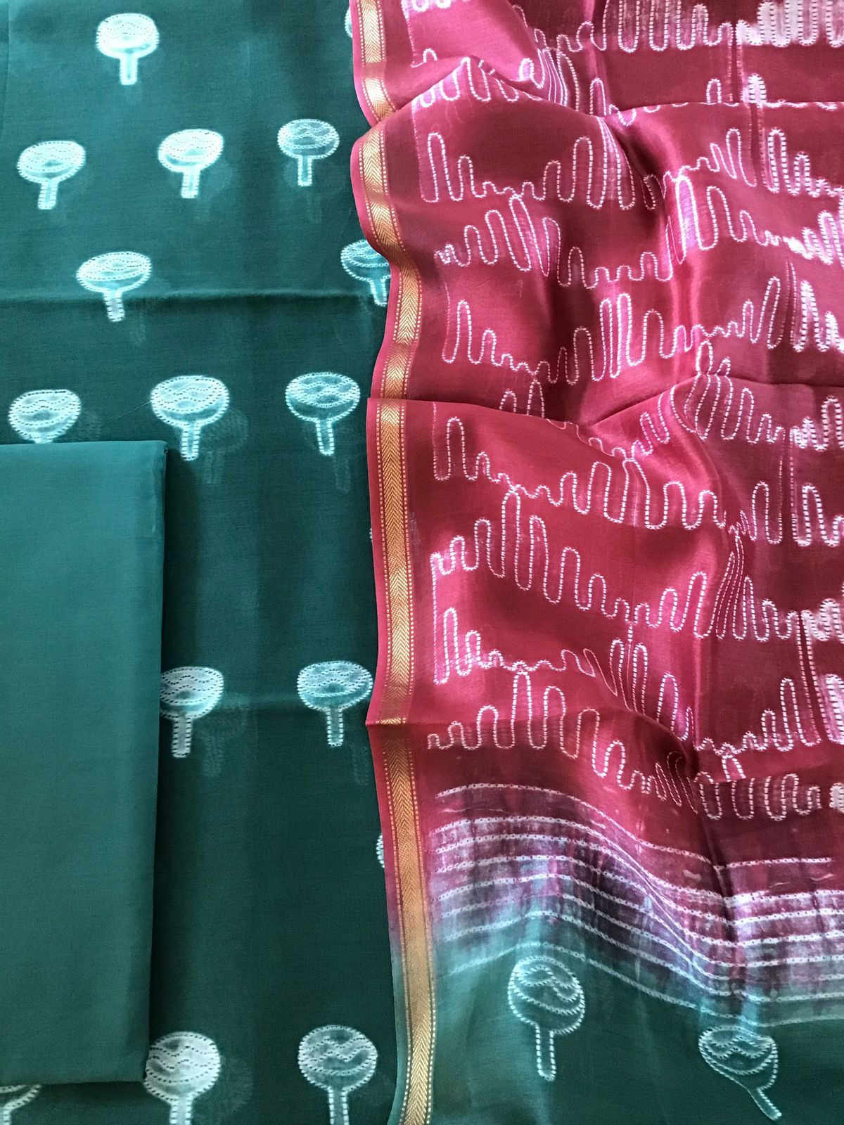 Pure Maheshwari Silk Printed Suit - Green