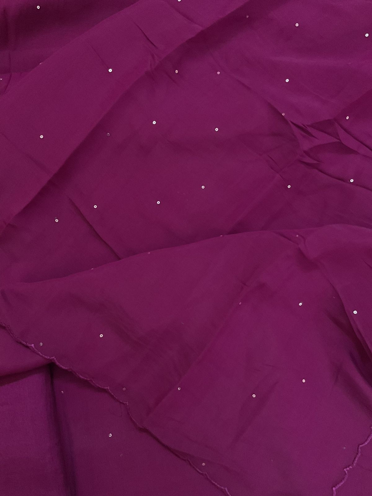 Soft Fine Muslin Embroidered Suit - Wine