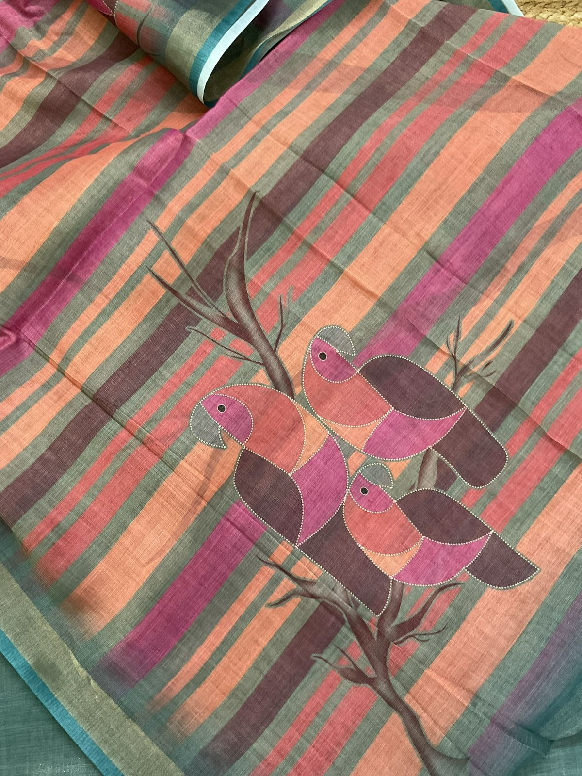 Soft Tissue Slub Cotton Printed Embroidered Suit - Bluish Grey