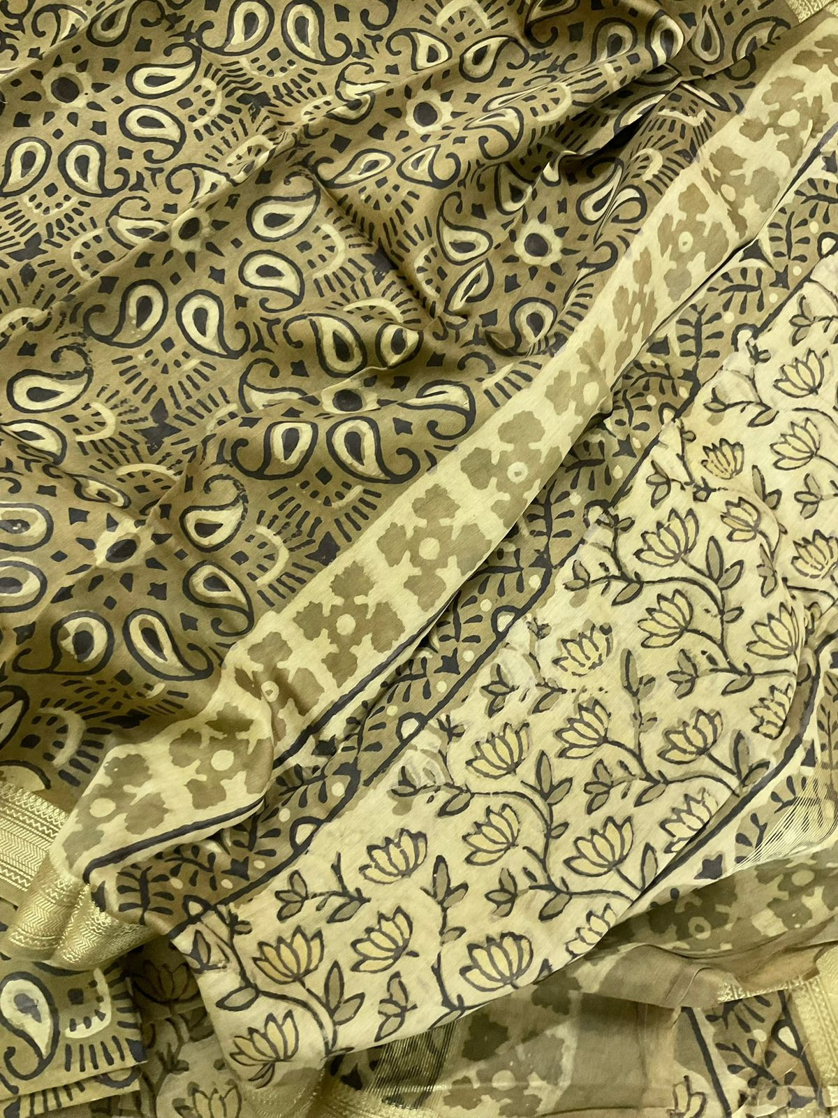 Pure Maheshwari Block Printed Suit - Green