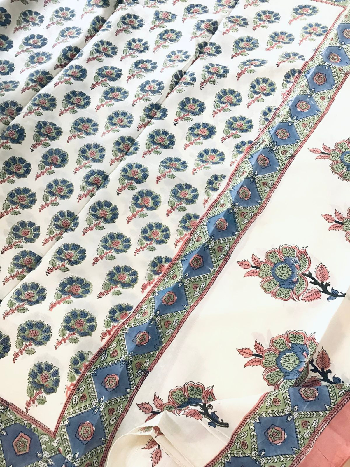 Soft Fine Muslin Silk Printed Suit - Cream