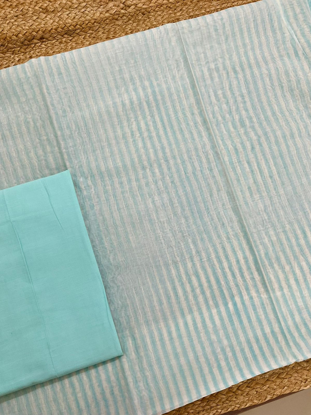 Pure Chanderi Block Printed Embroidered Suit - Blue