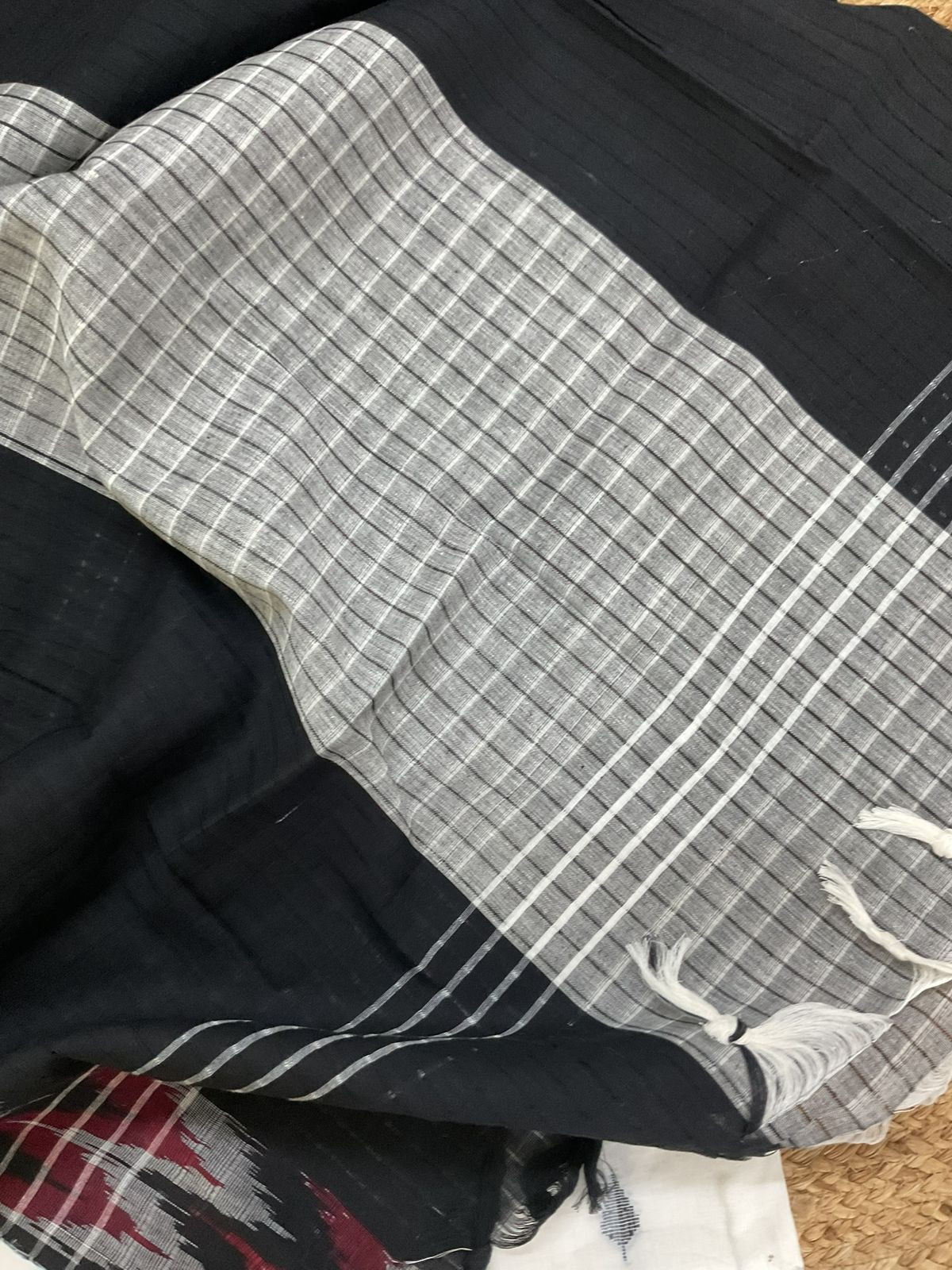 Pure Handloom Cotton Self Weaved Suit - White