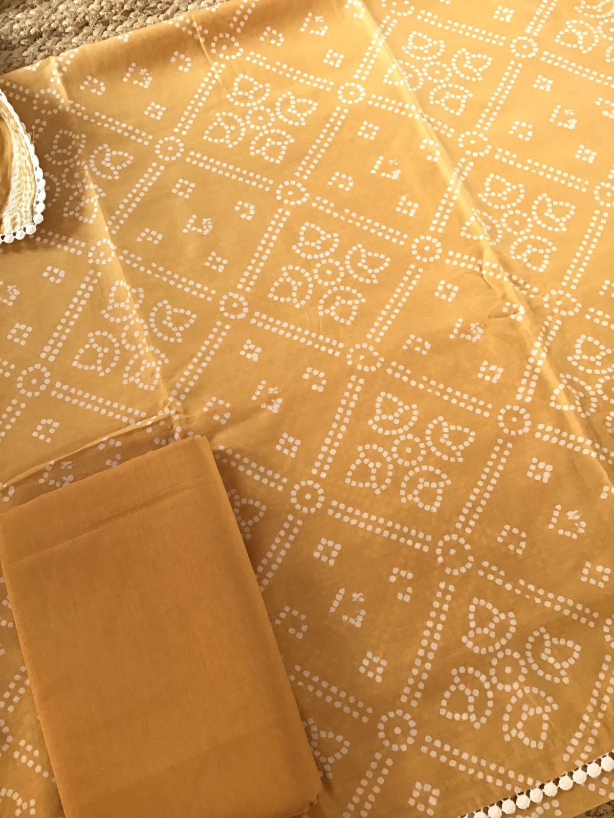 Pure Muslin Silk Printed Embroidered Suit - Mustard