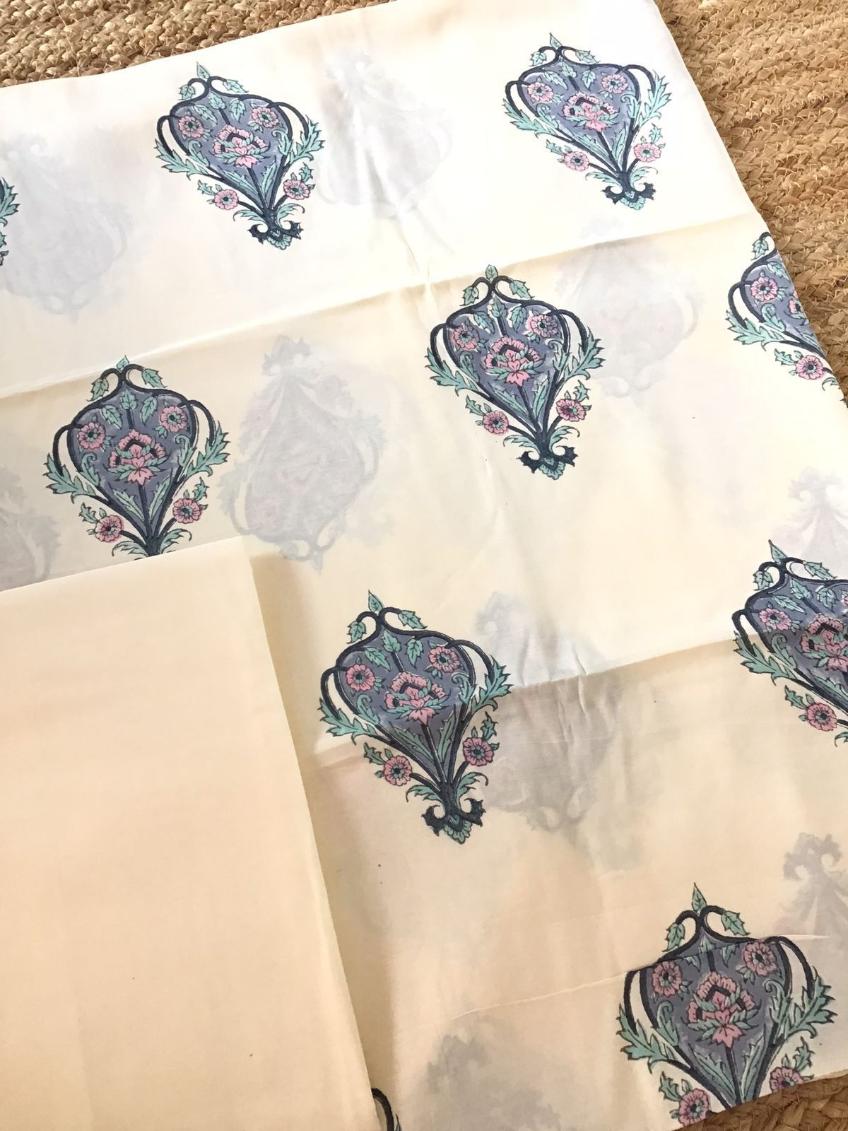 Soft Fine Muslin Silk Printed Suit - Cream