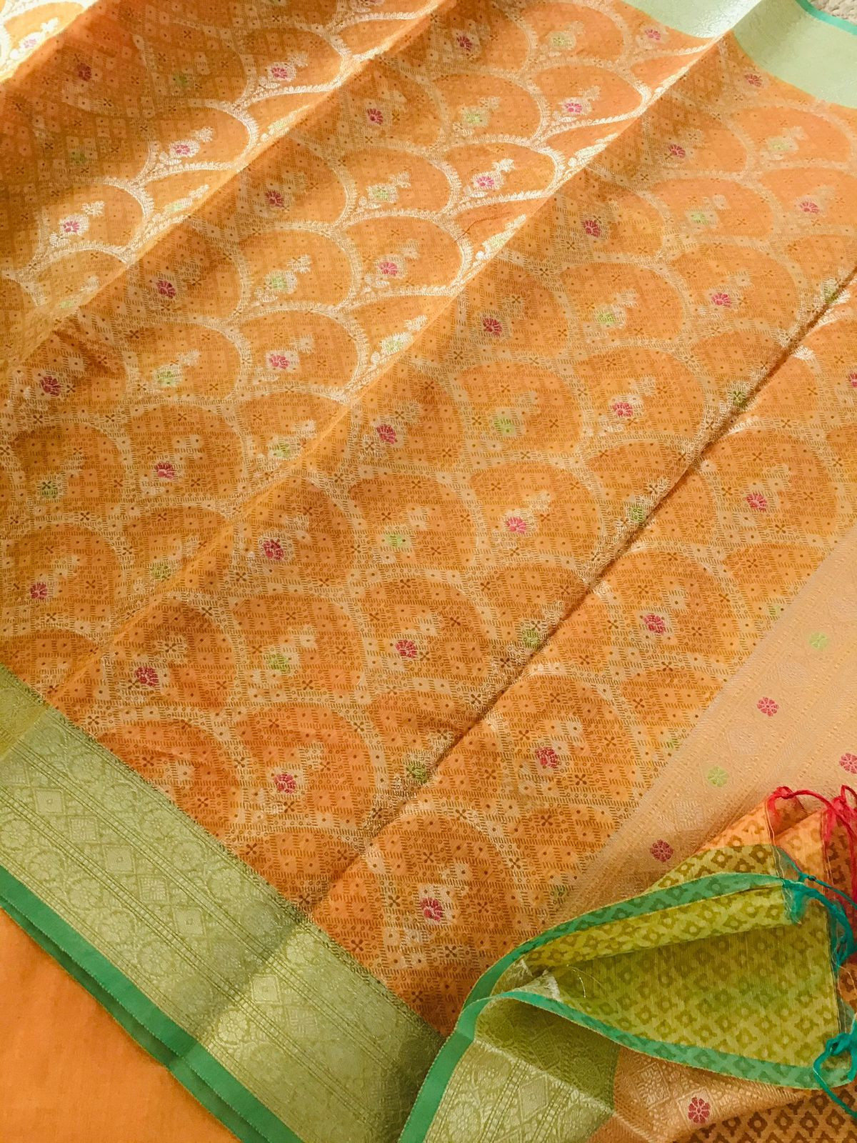 Soft Chanderi Printed Banarasi Weaved Suit - Yellow